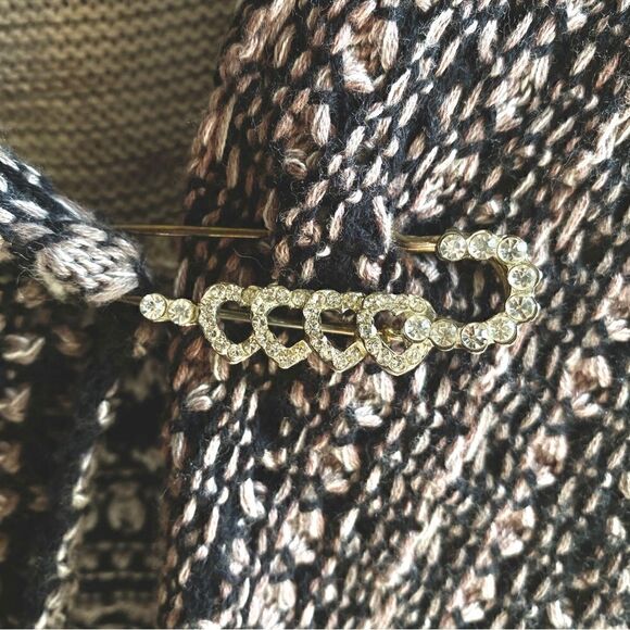 DOR DOR COUTURE HIGH LOW CARDIGAN OPEN FRONT SWEATER W/EMBELLISHED CLIP M NWT - Picture 3 of 15